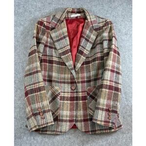 VTG Prestige Of Boston Wool Plaid Blazer Coat Womens 12 Tartan Preppy 1950s 50s